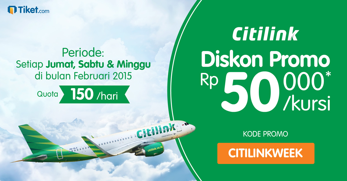 Weekend Hemat Bersama #CITILINKWEEK Diskon Rp 50.000/kursi