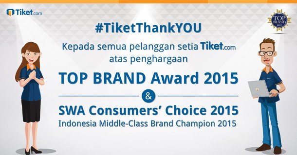 Tiket.com Menerima Top Brand Award dan Consumers’ Choice 2015
