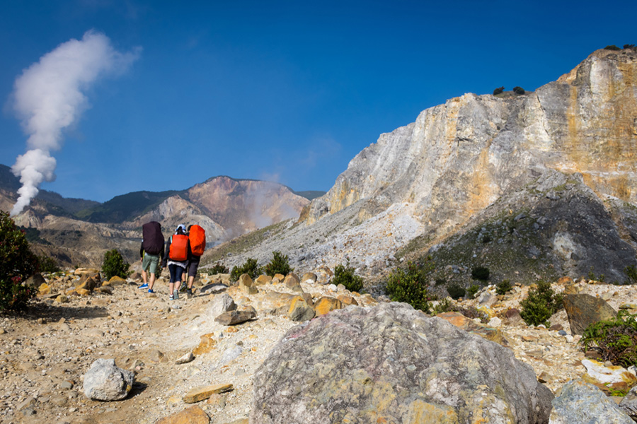 easy hiking trails in indonesia - mount papandayan