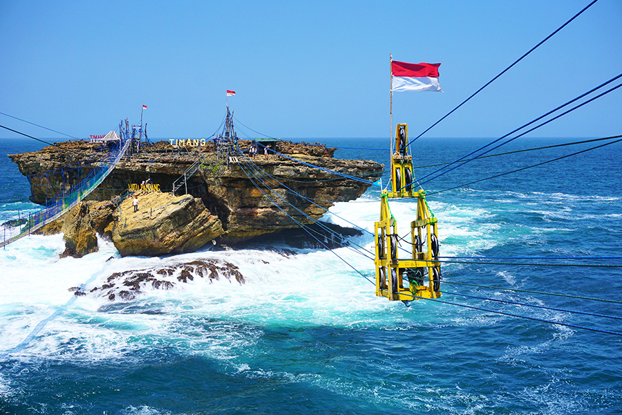 One of the attractions at Timang Beach, Indonesia
