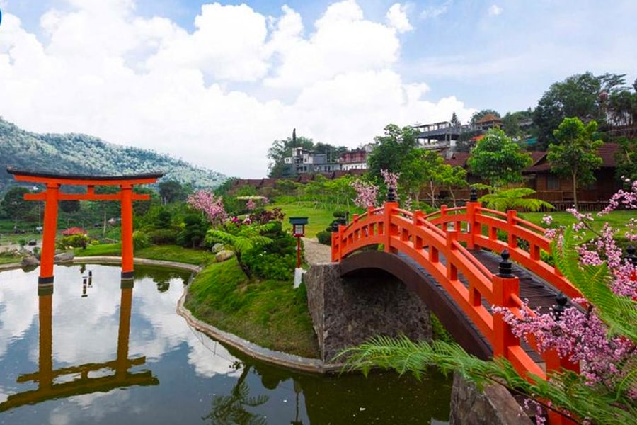 res bridge of onsen hotel near pujon kidul tourism village