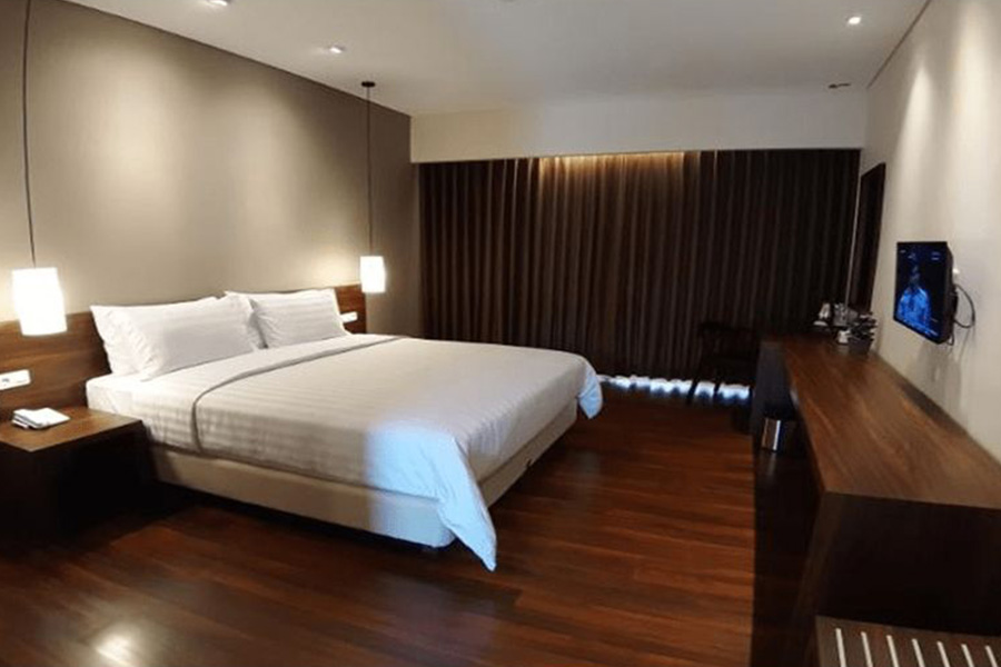 bedroom with one big bed cozy in west java