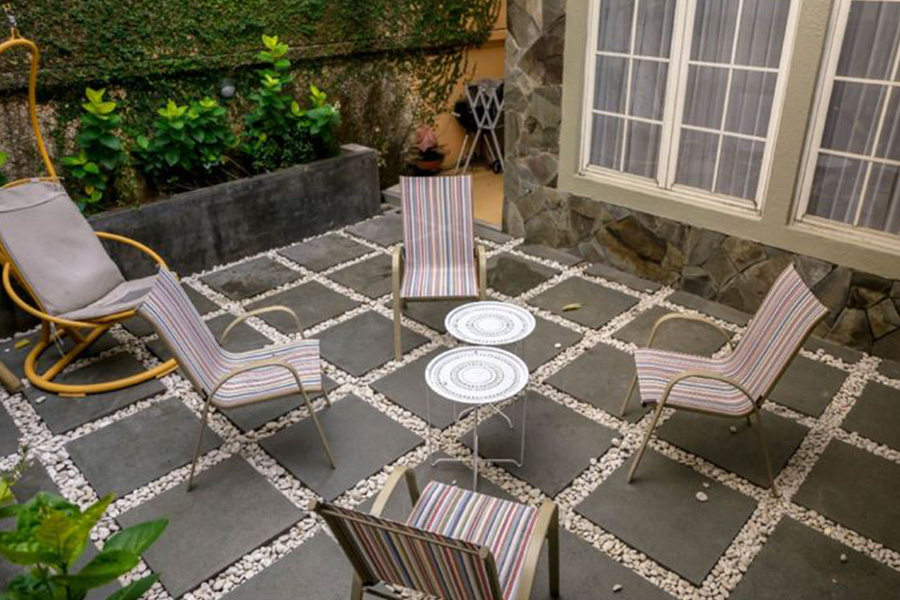 four chairs outside