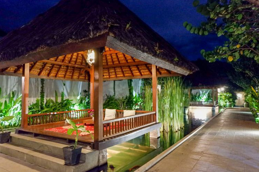 gazebo at night in the garden