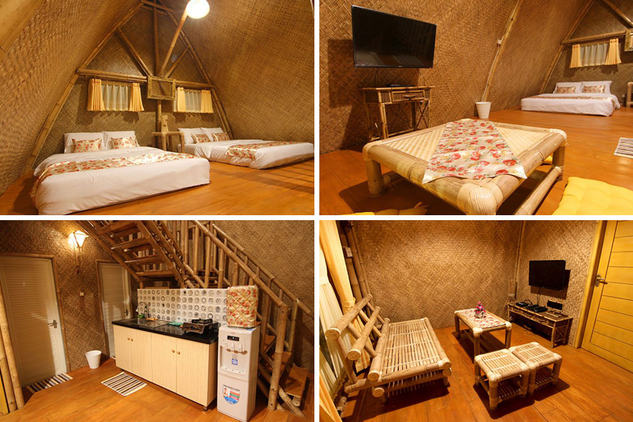 2 floor villa, bedroom with tv and twin bed