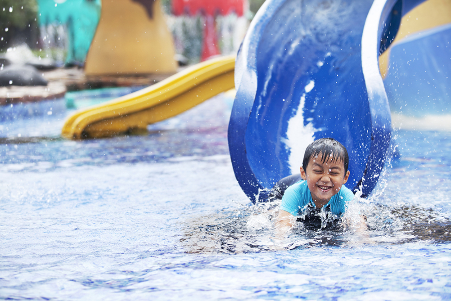 boy in waterpark
