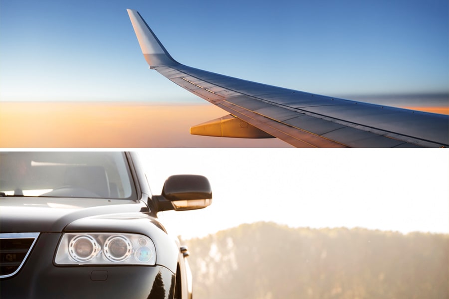 plane and car collage